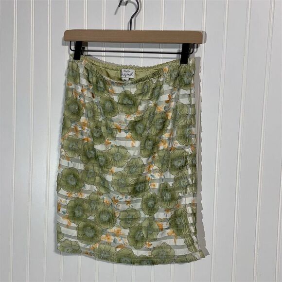 Kay Oss Original Green Floral Sheer Overlay Skirt Medium USA Cottagecore Y2K - Picture 1 of 7